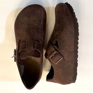 Birkenstock London Brown Habana Leather Mule Clog Shoe Size 38